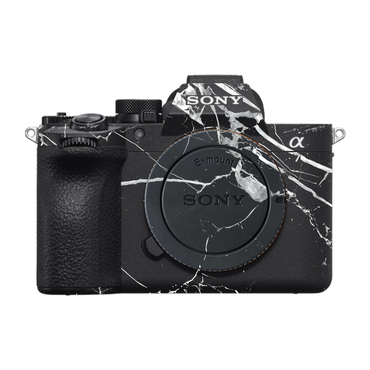 White Veins on Black Sony A7 V Camera Skin