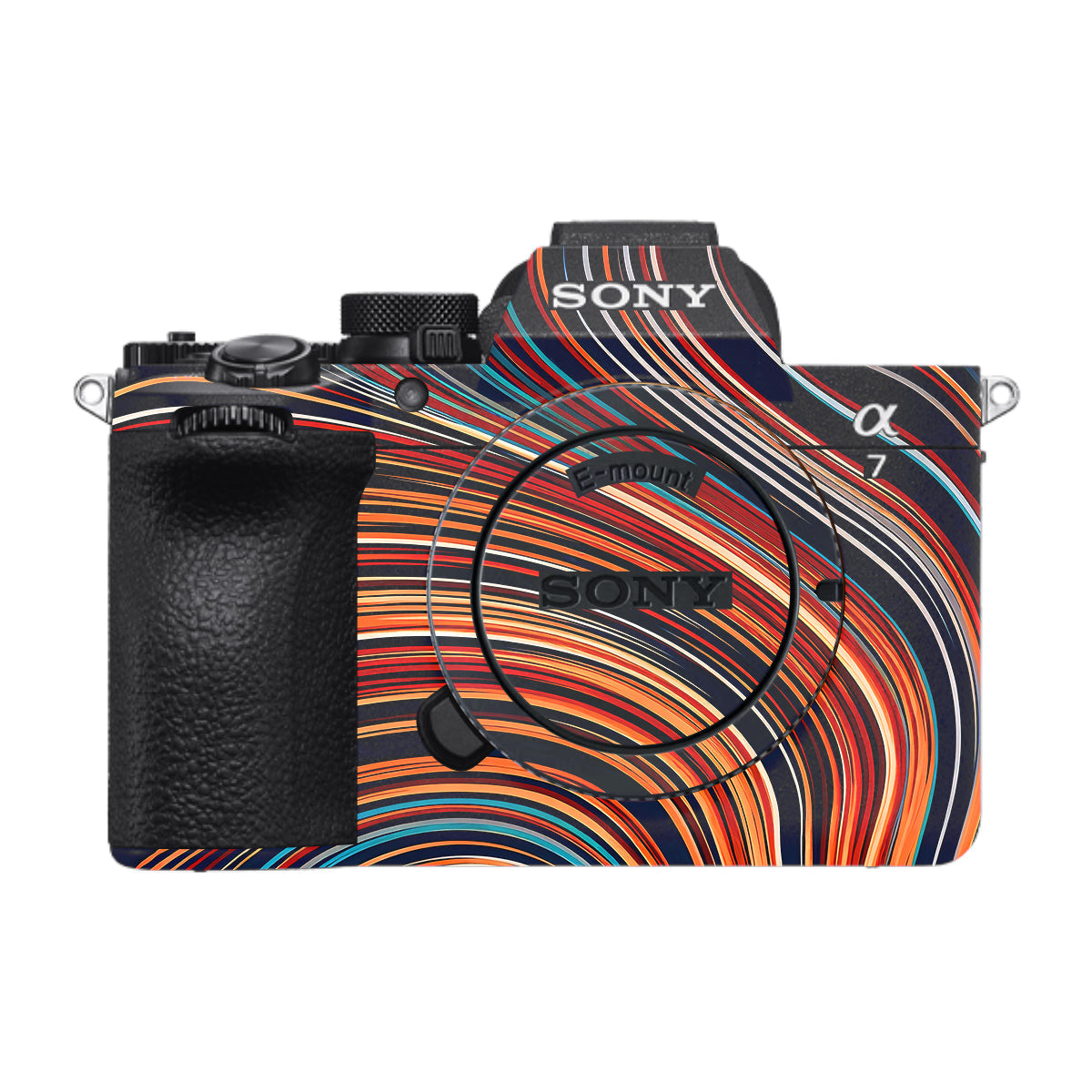 Retro Abstract Striped Swirl Sony A7 V Camera Skin