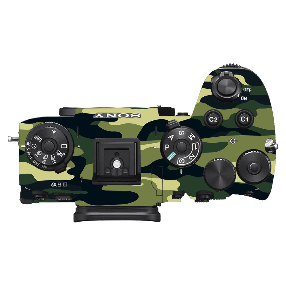 Forest Green Camo Sony A9III Camera Skins