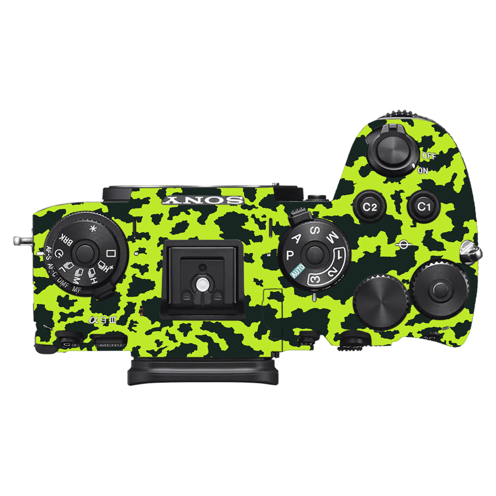 Neon Green Splatter Sony A9III Camera Skins