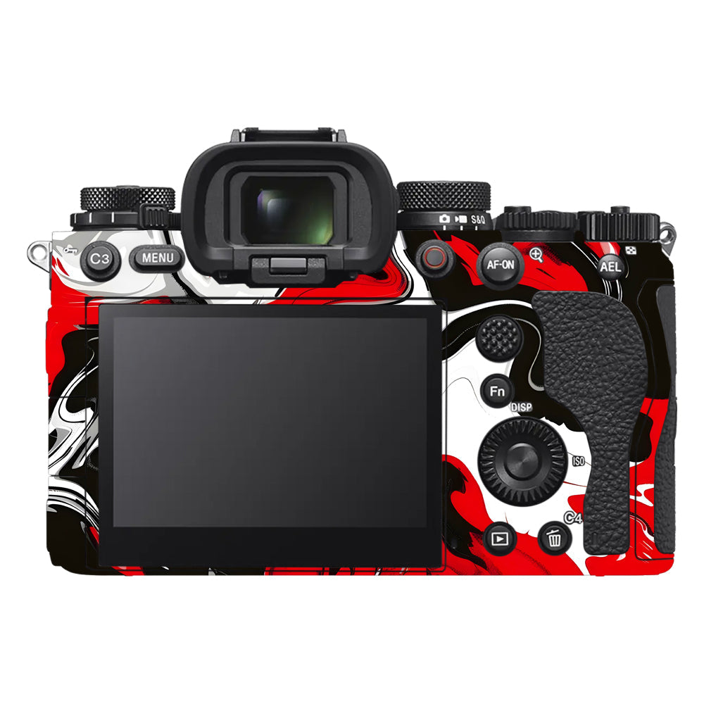 Scarlet and White Motion Sony A9III Camera Skins