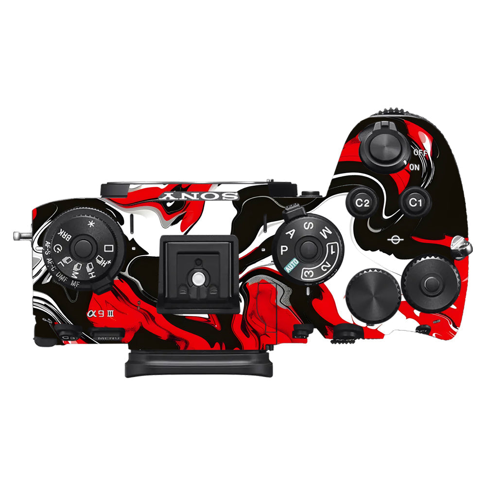 Scarlet and White Motion Sony A9III Camera Skins