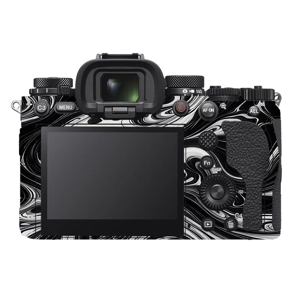 Black and White Marble Sony A9III Camera Skins
