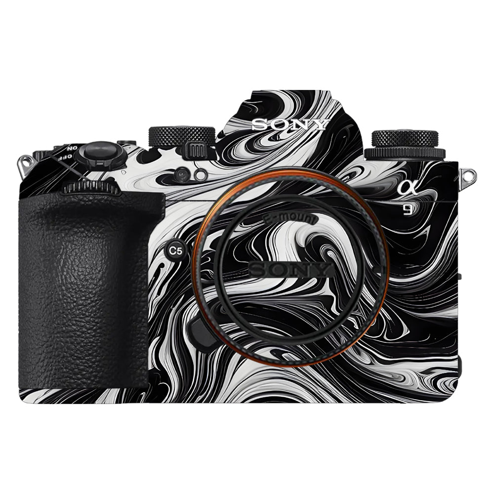 Black and White Marble Sony A9III Camera Skins