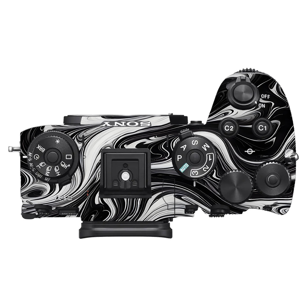 Black and White Marble Sony A9III Camera Skins