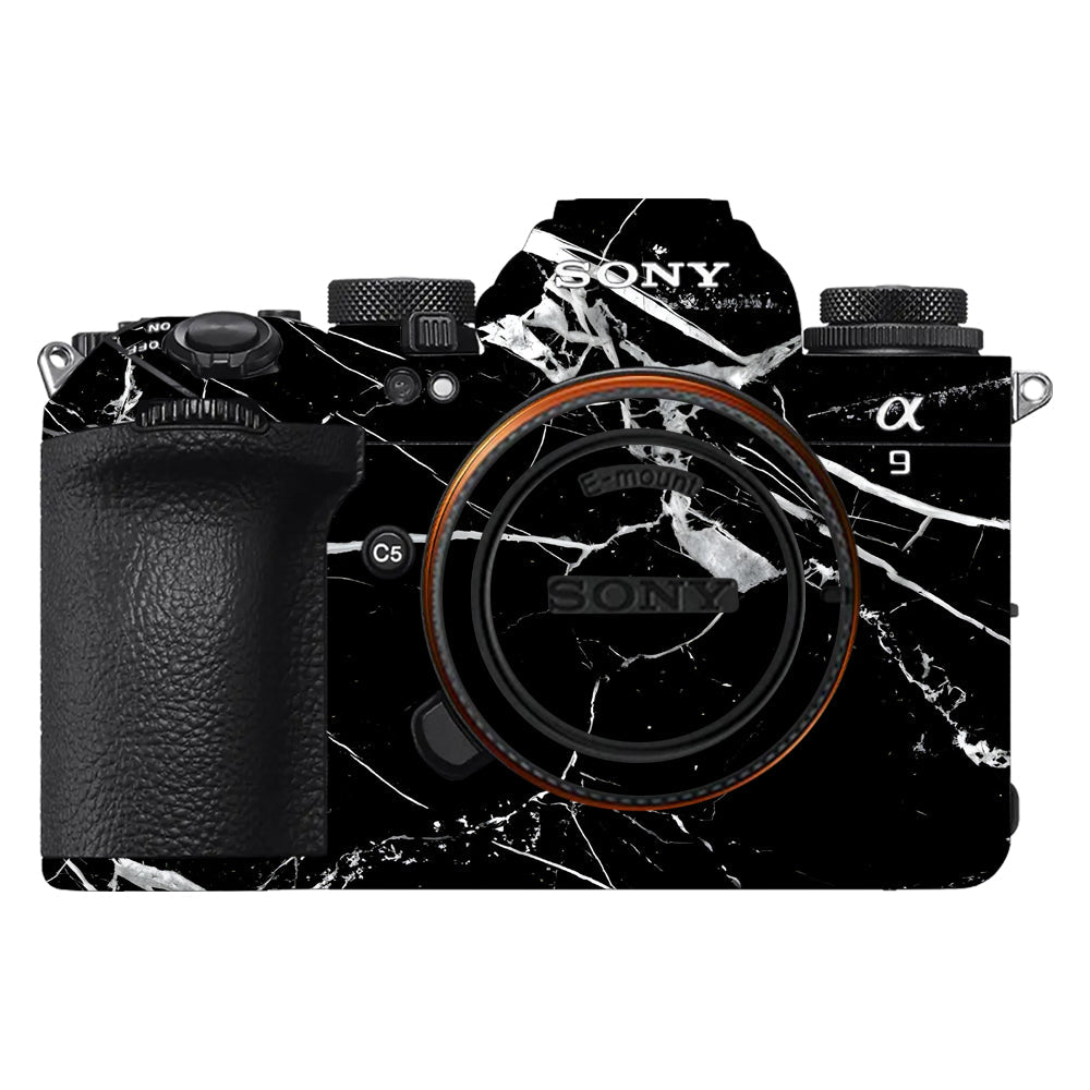White Veins on Black Sony A9III Camera Skins