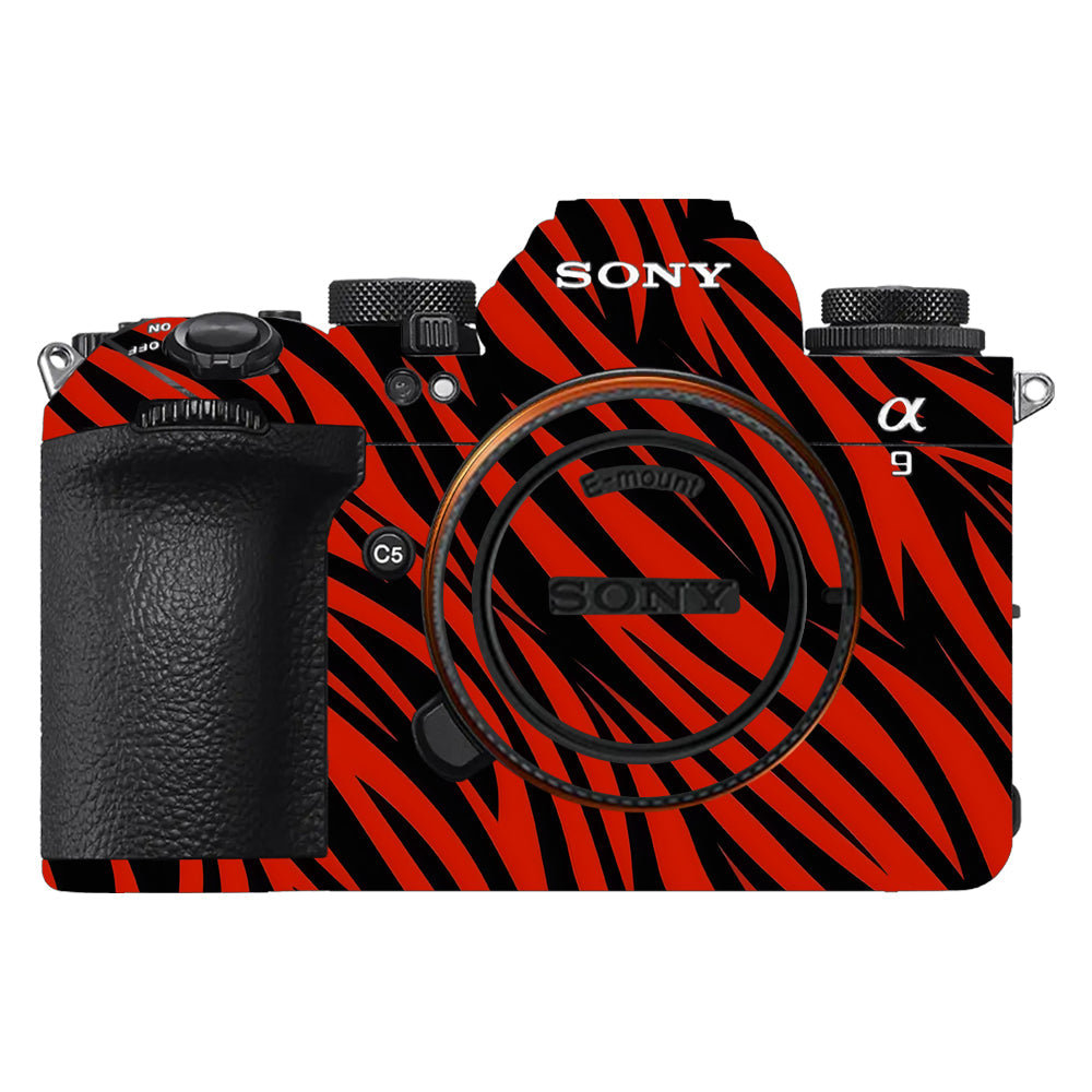 Red and Black Stripes Sony A9III Camera Skins