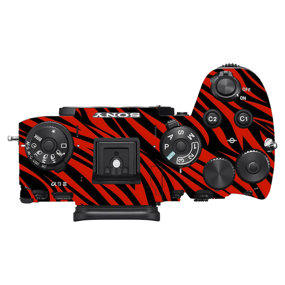 Red and Black Stripes Sony A9III Camera Skins