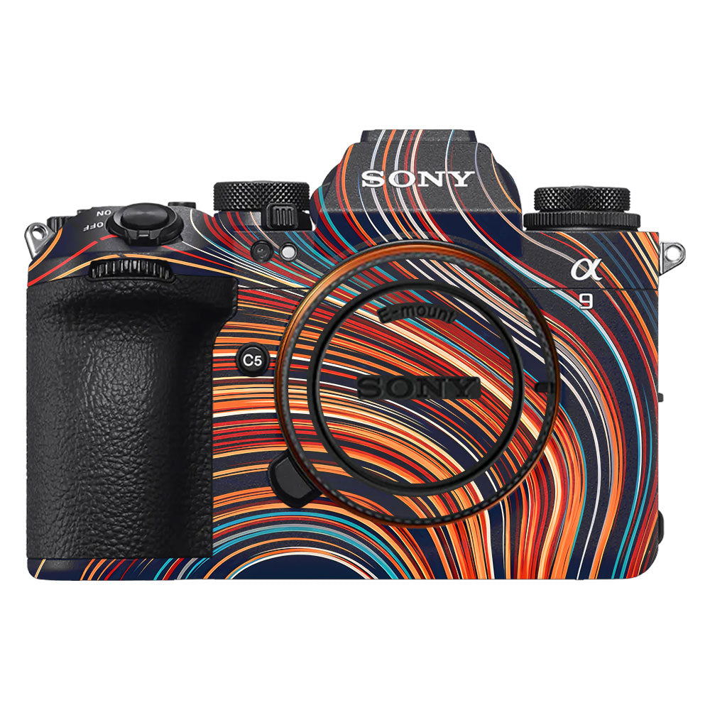 Retro Abstract Striped Swirl Sony A9III Camera Skin