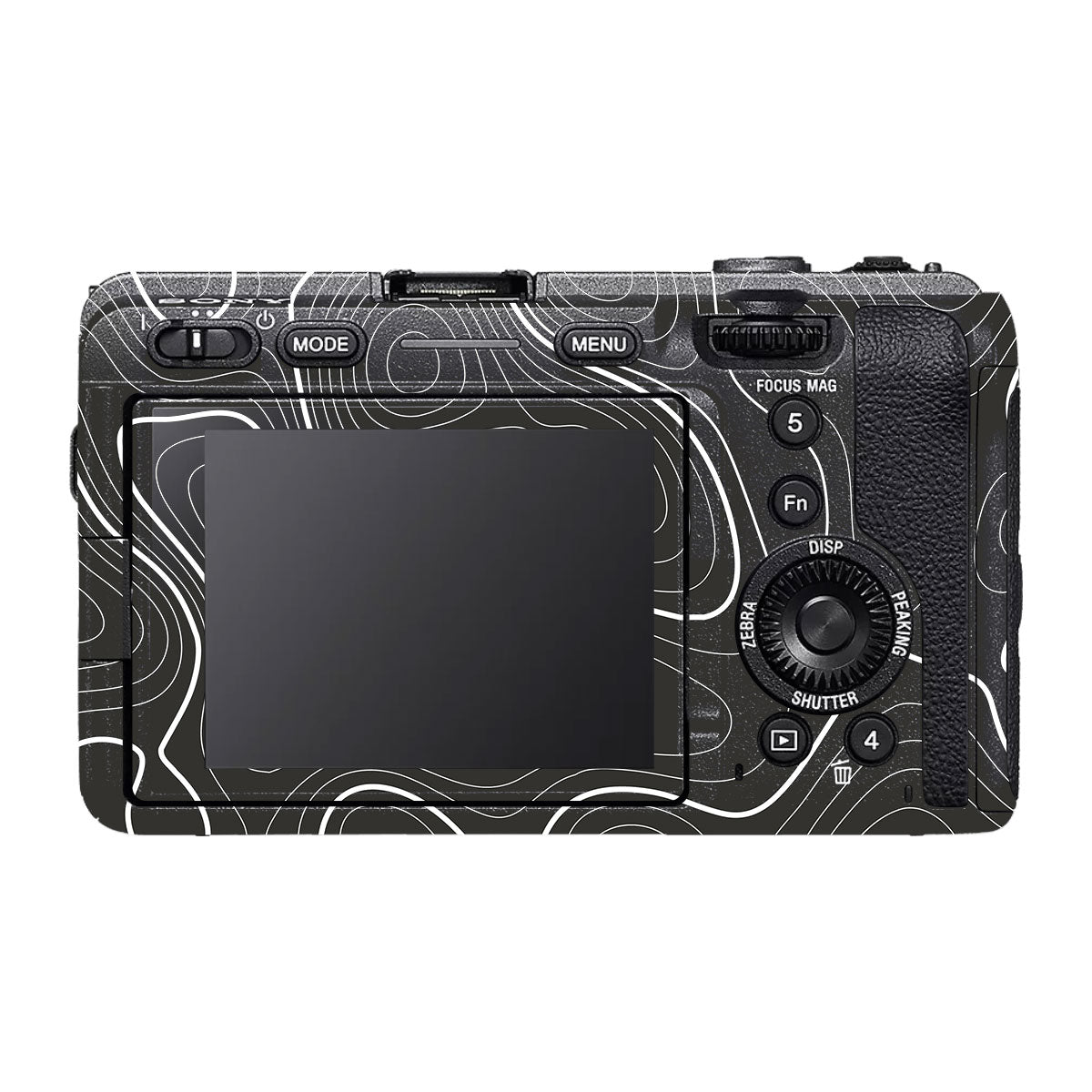 Grayscale Topographic Lines Sony FX30 Camera Skin