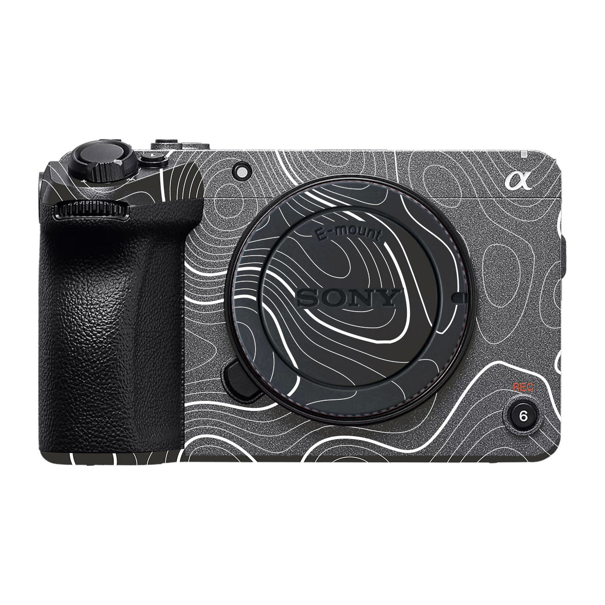 Grayscale Topographic Lines Sony FX30 Camera Skin