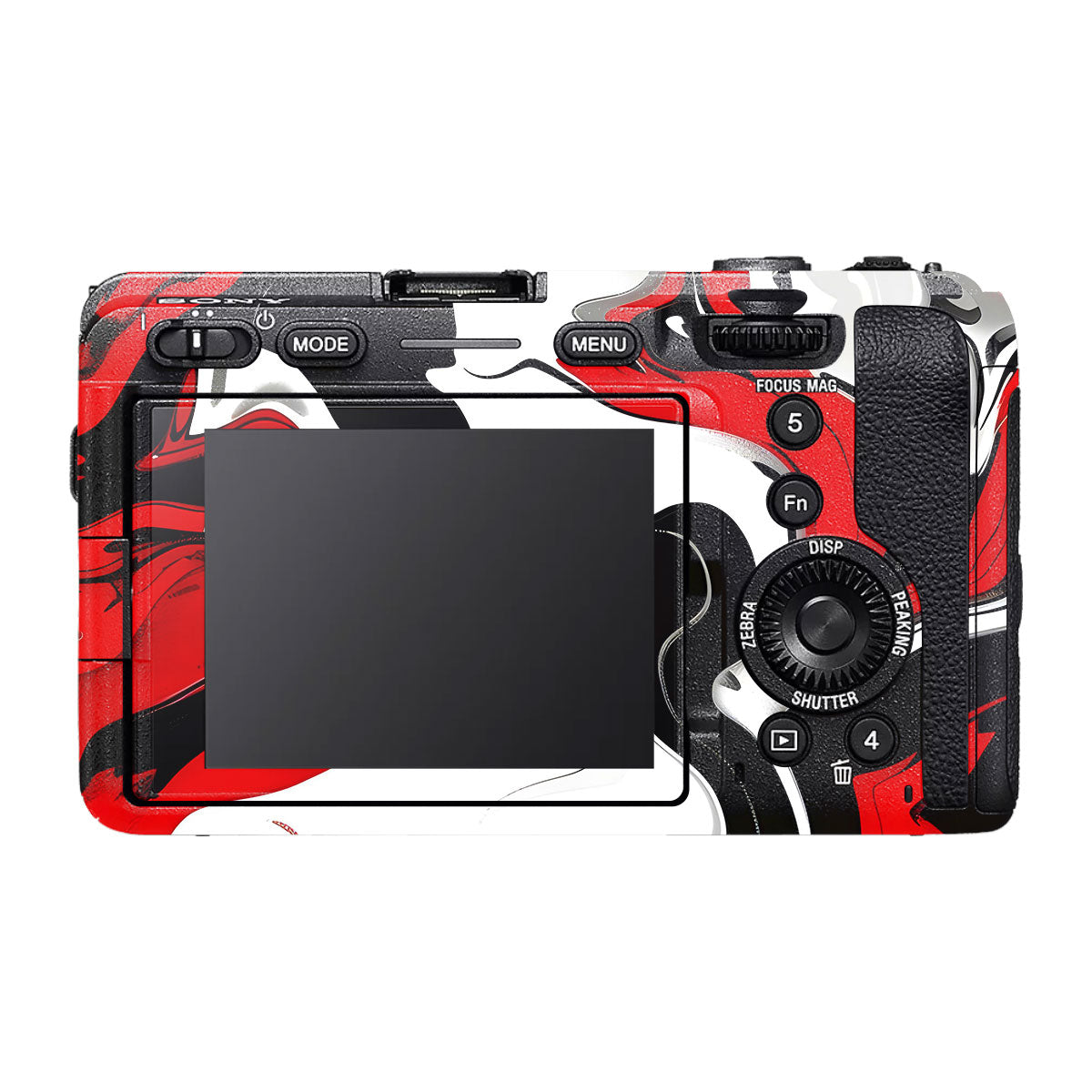 Scarlet and White Motion Sony FX30 Camera Skin