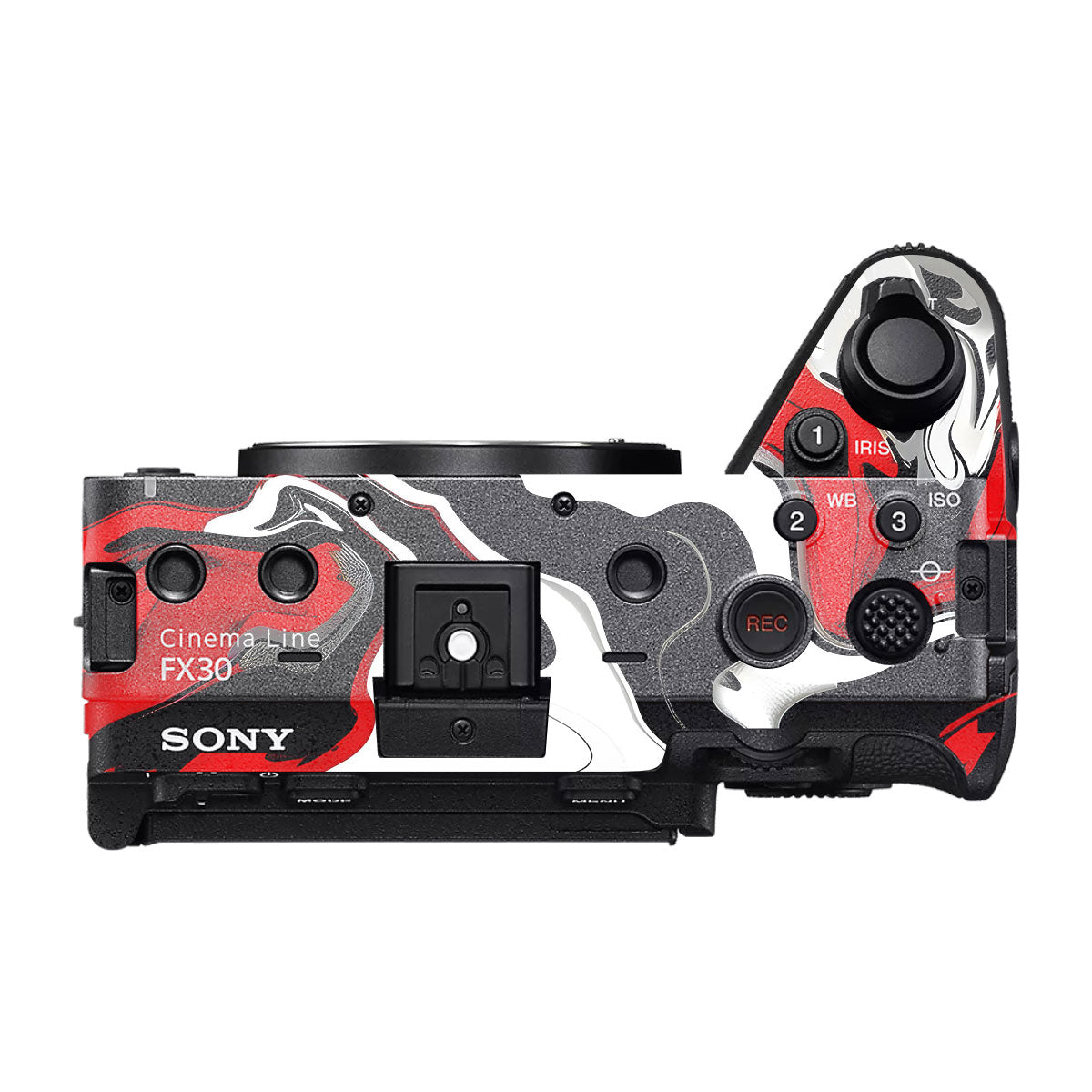 Scarlet and White Motion Sony FX30 Camera Skin
