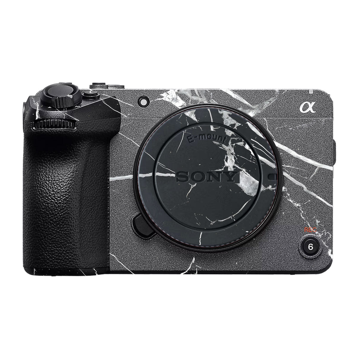White Veins on Black Sony FX30 Camera Skin