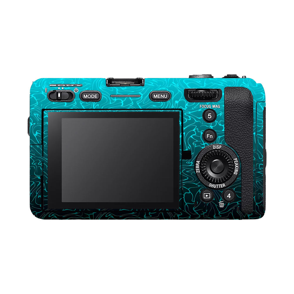 Cyan Blue to Black Gradient Sony FX3 Camera Skins