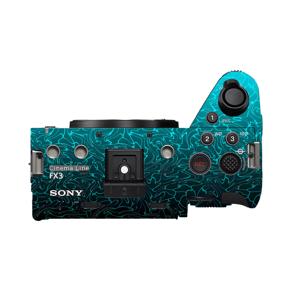 Cyan Blue to Black Gradient Sony FX3 Camera Skins
