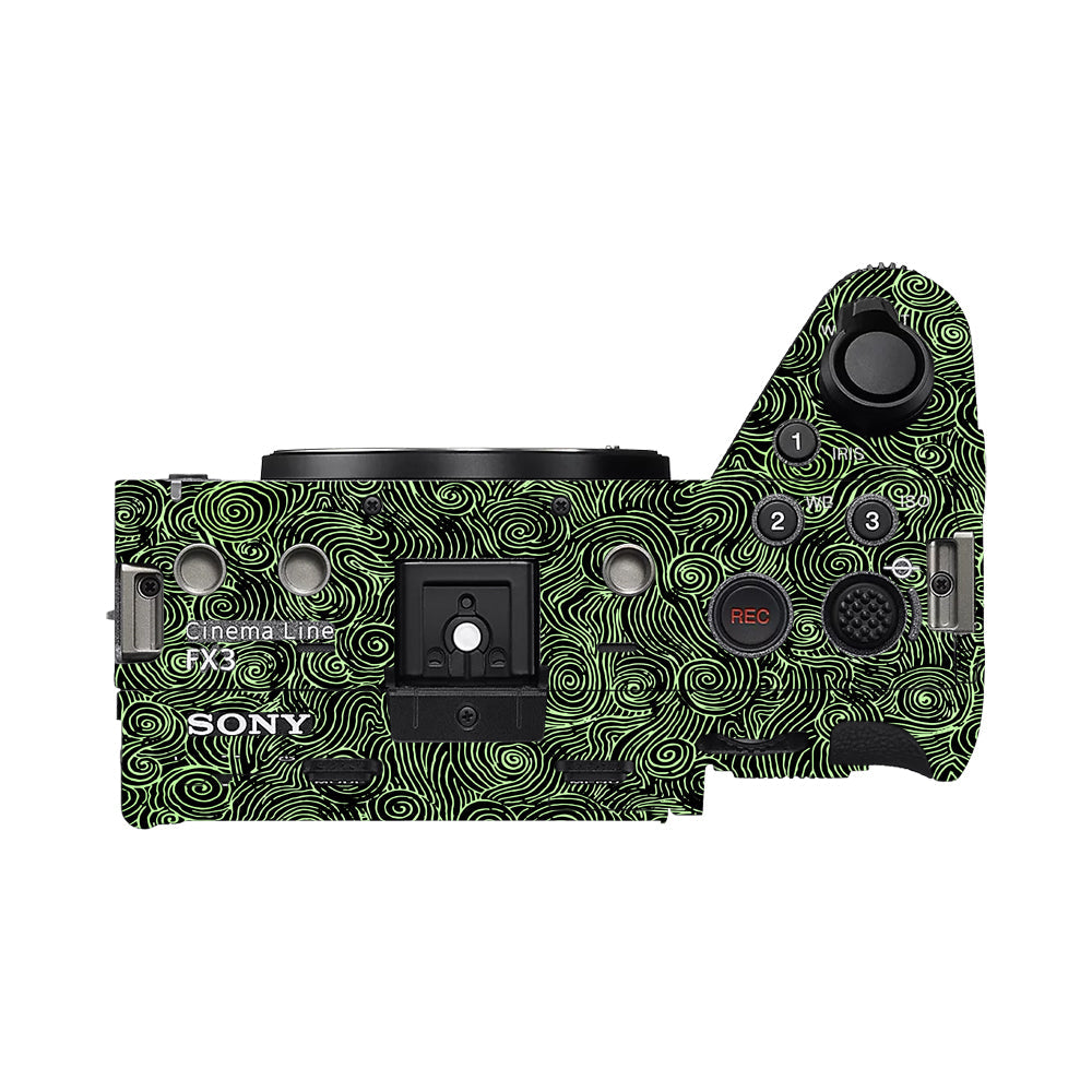 Green Spirals Sony FX3 Camera Skins