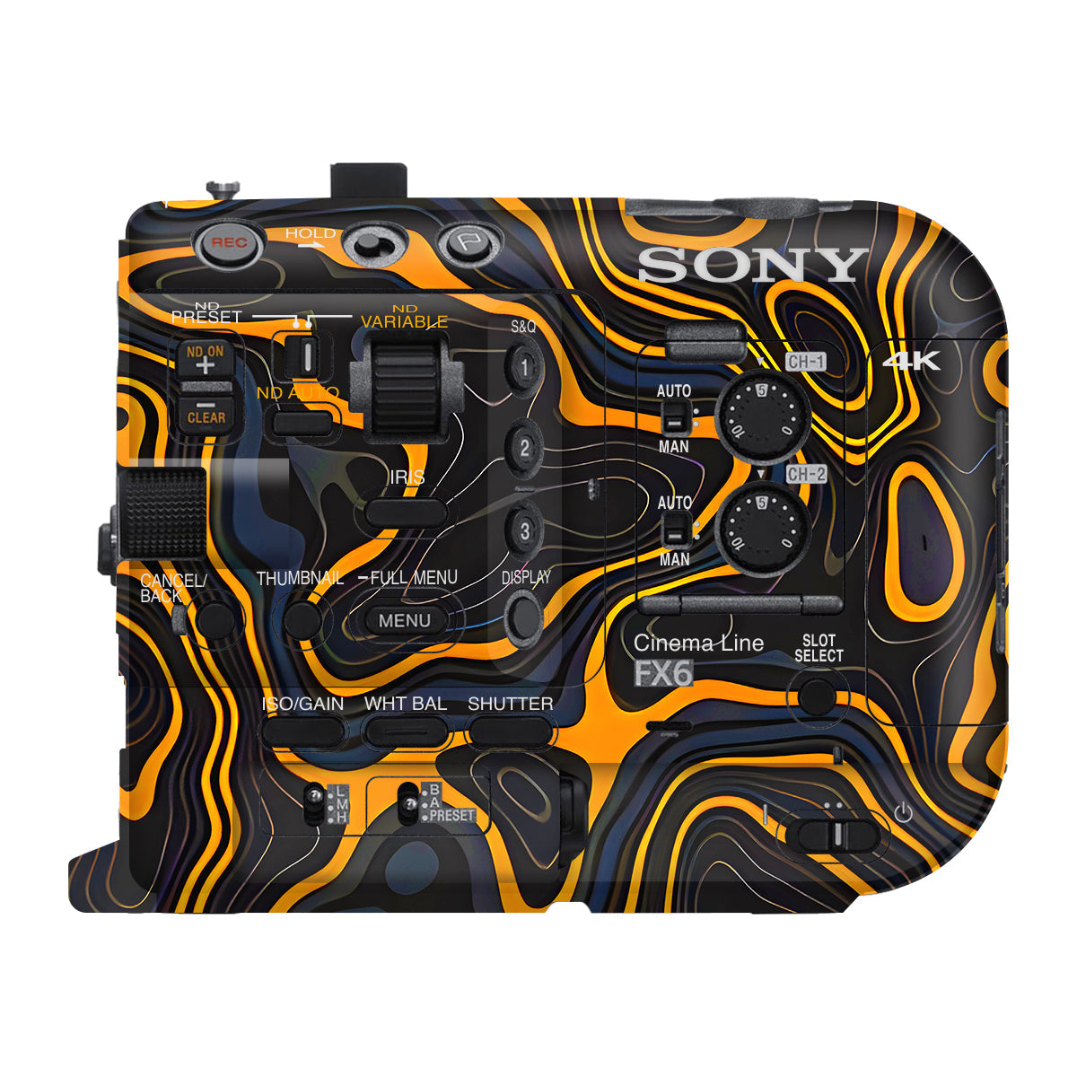 Amber Topographic Waves Sony FX6 Camera Skin