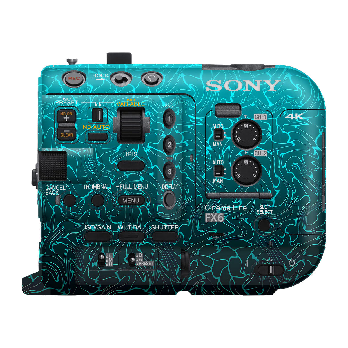 Cyan Blue to Black Gradient Sony FX6 Camera Skin