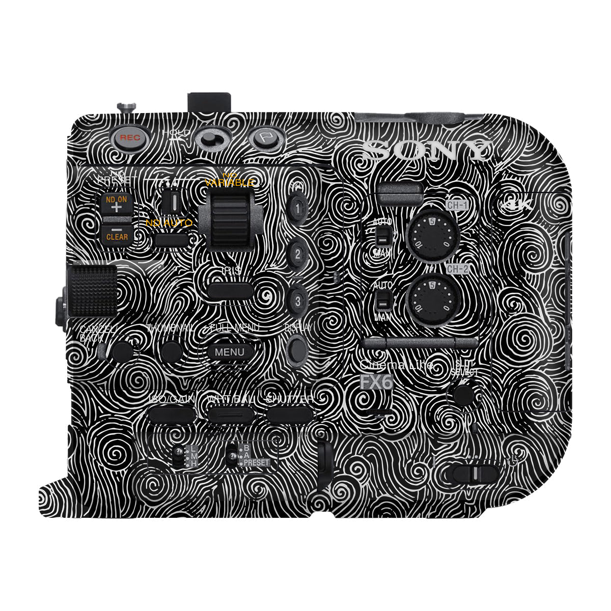 White Spirals Sony FX6 Camera Skin