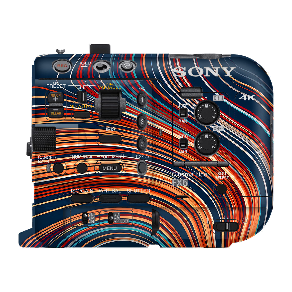 Retro Abstract Striped Swirl Sony FX6 Camera Skin