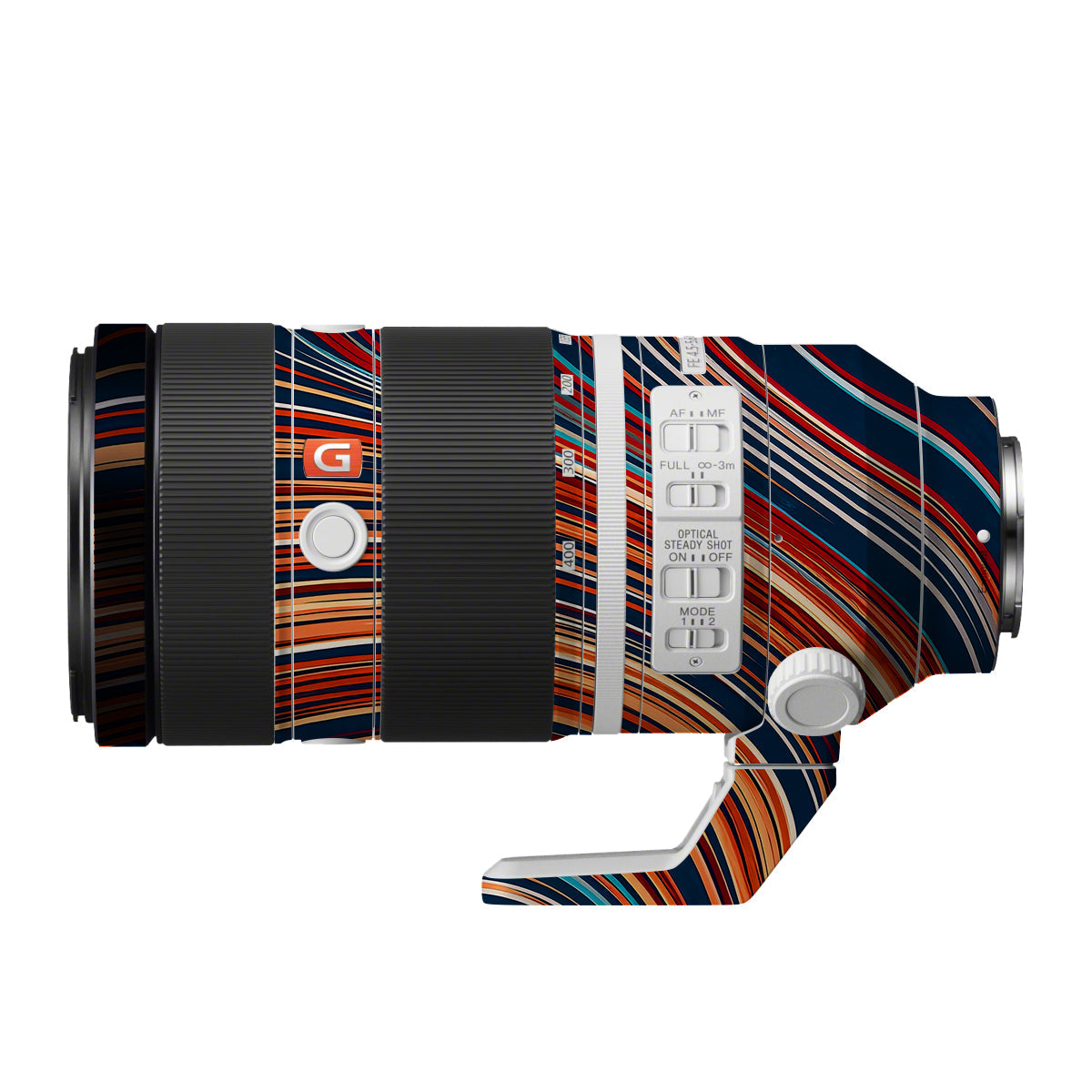 Retro Abstract Striped Swirl Sony FE 100-400mm F/4.5-5.6 GM OSS Camera Lens Skin