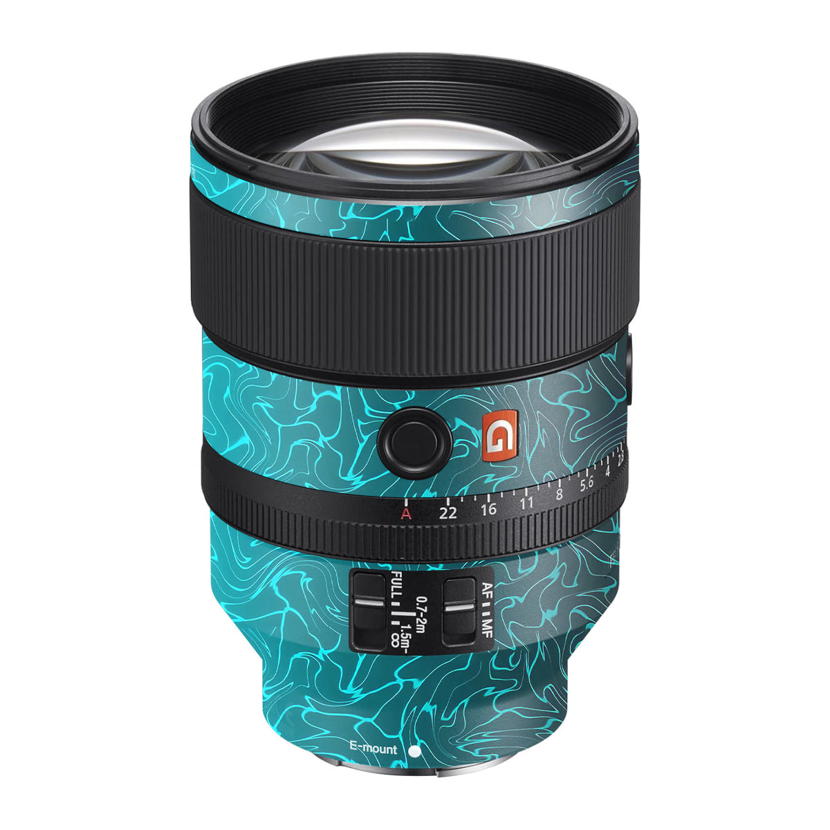 Cyan Blue to Black Gradient Sony FE 135mm F/1.8 GM Camera Lens Skin