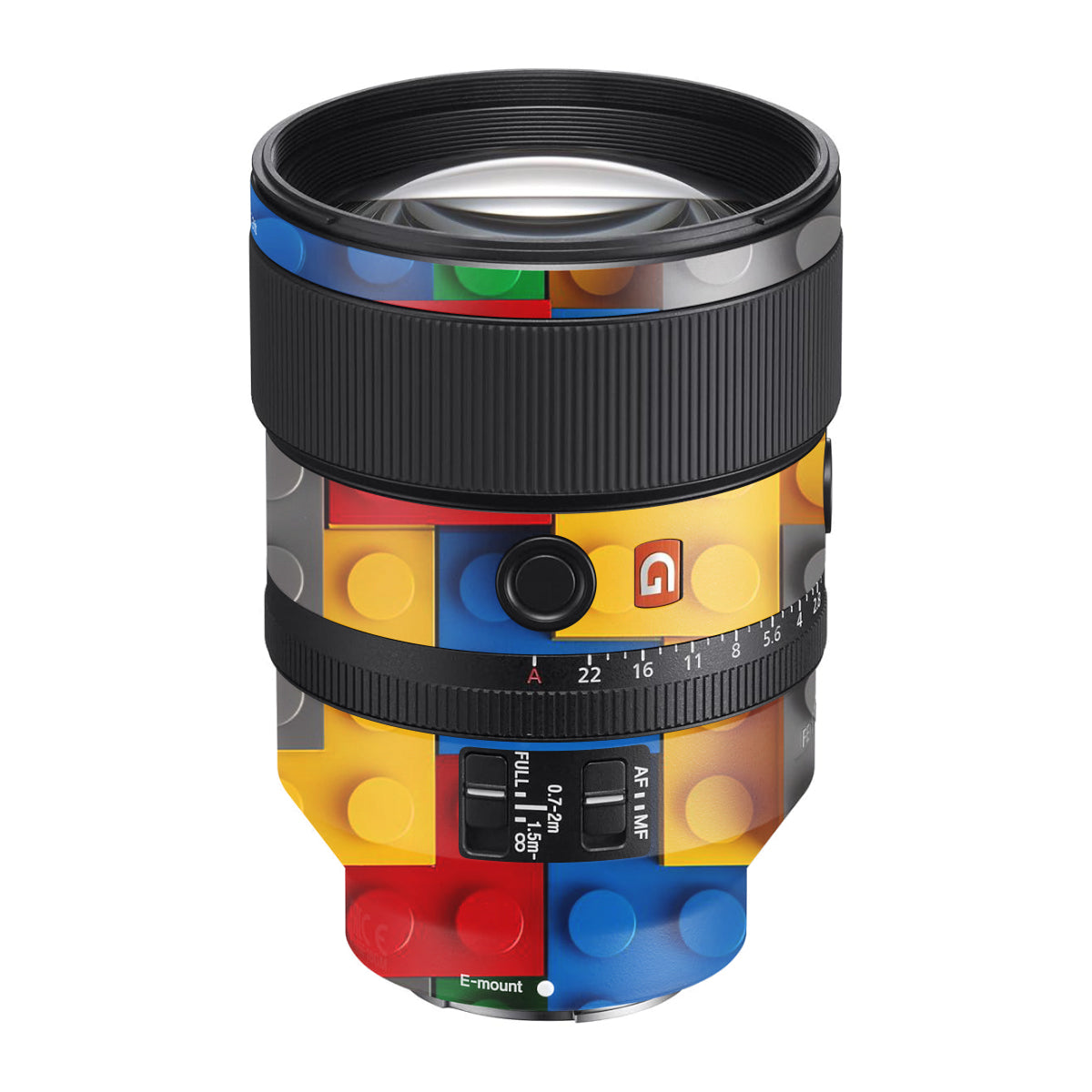 Colorful LEGO Brick Wall Pattern Sony FE 135mm F/1.8 GM Camera Lens Skin
