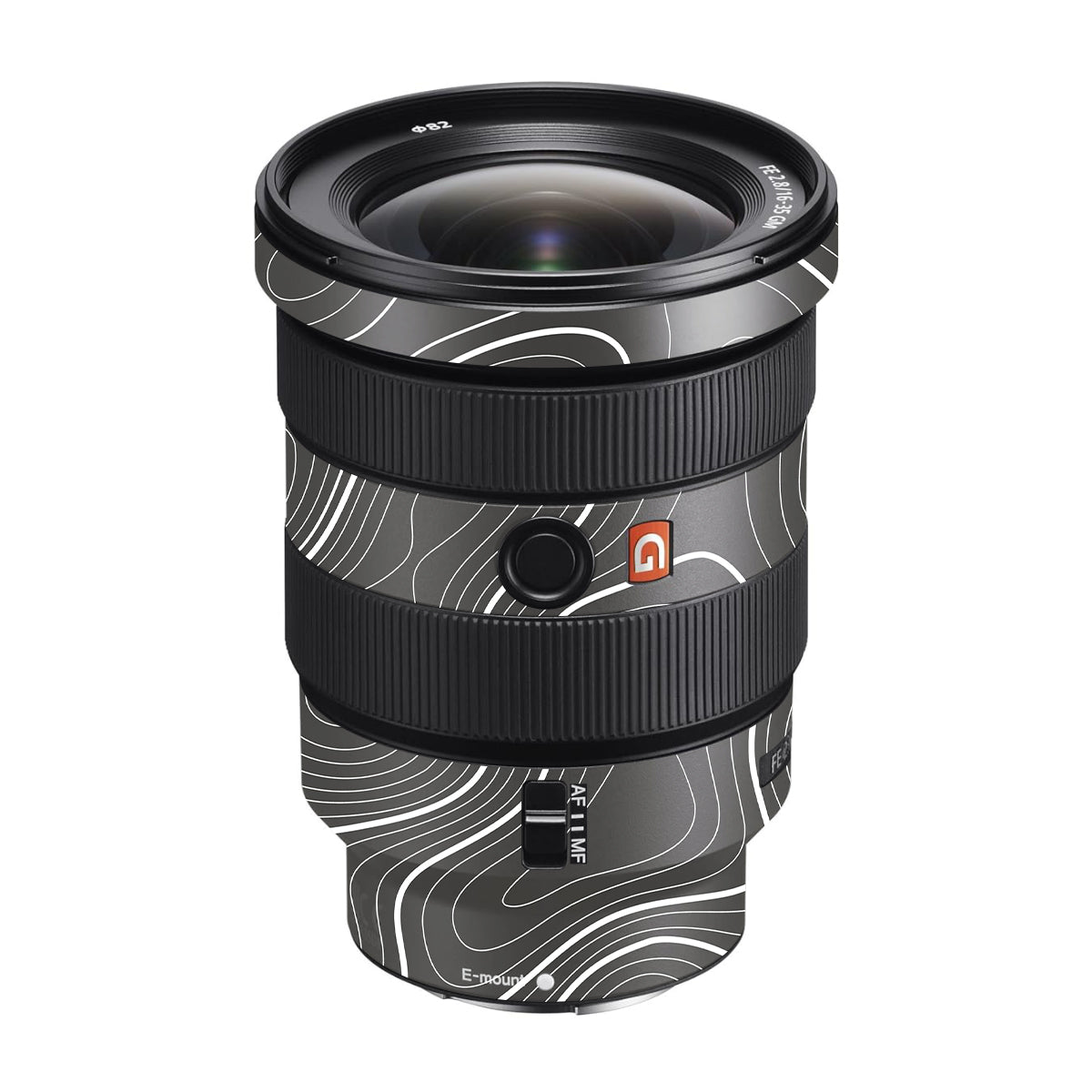 Grayscale Topographic Lines Sony FE 16-35mm F/2.8 GM Camera Lens Skin