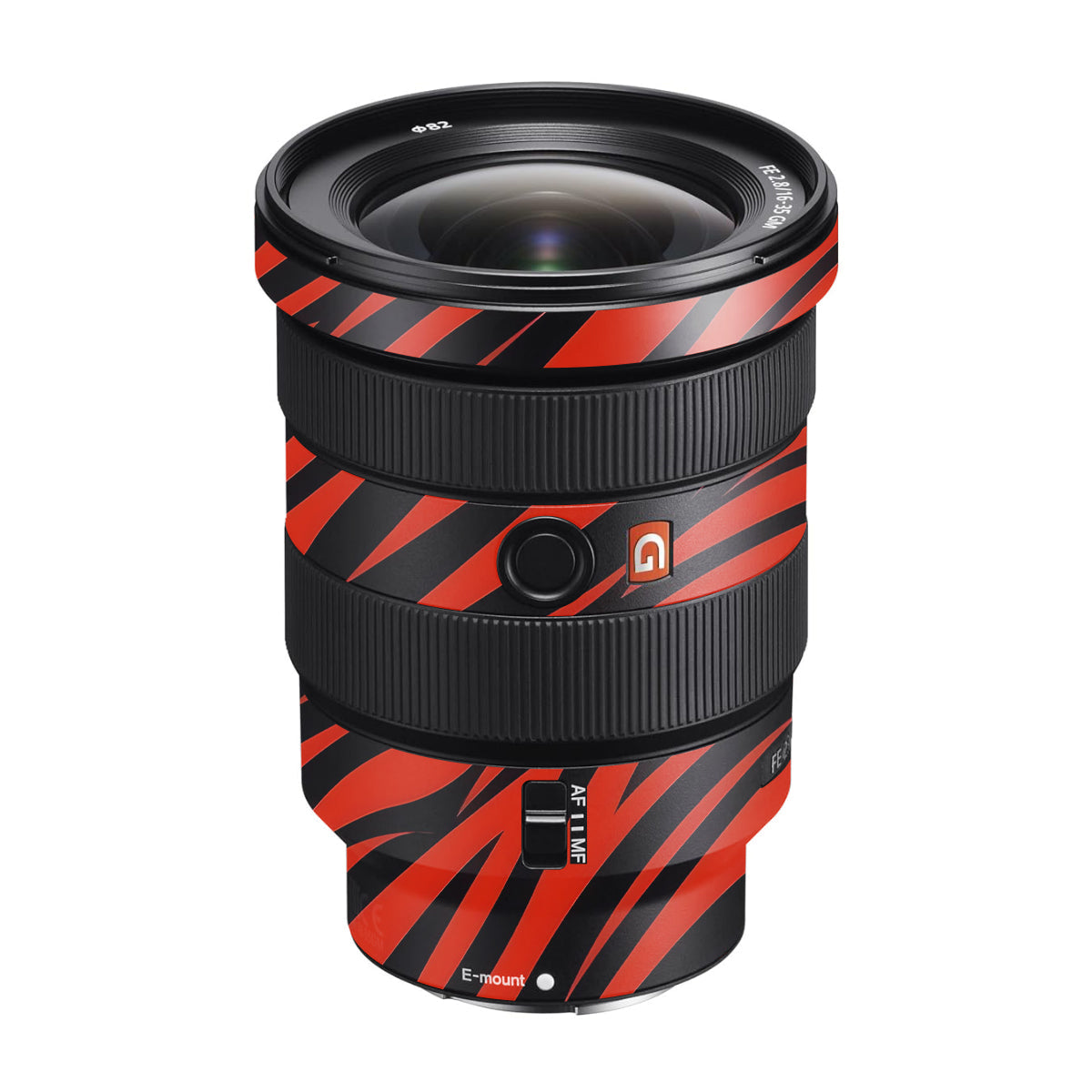 Red and Black Stripes Sony FE 16-35mm F/2.8 GM Camera Lens Skin
