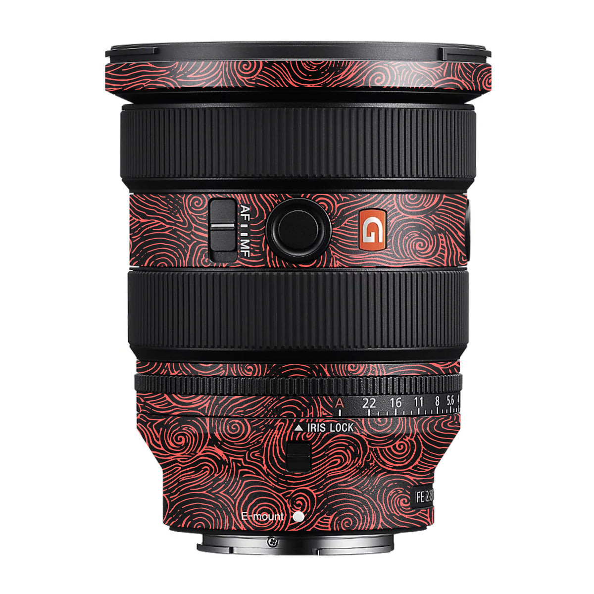 Red Spirals Sony FE 16-35mm F/2.8 GM II Camera Lens Skin