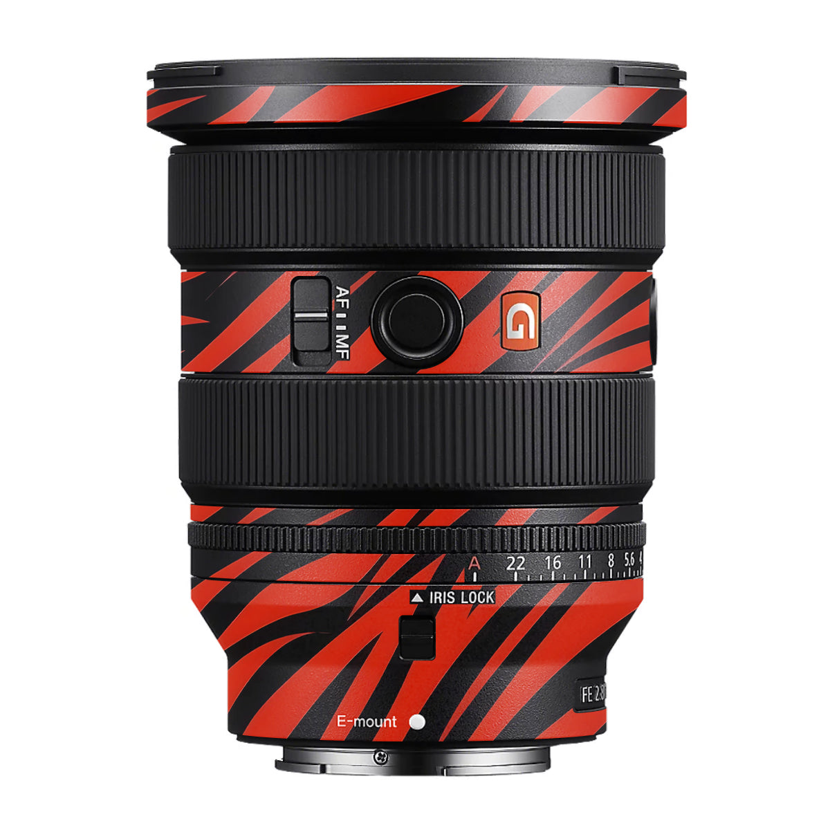 Red and Black Stripes Sony FE 16-35mm F/2.8 GM II Camera Lens Skin