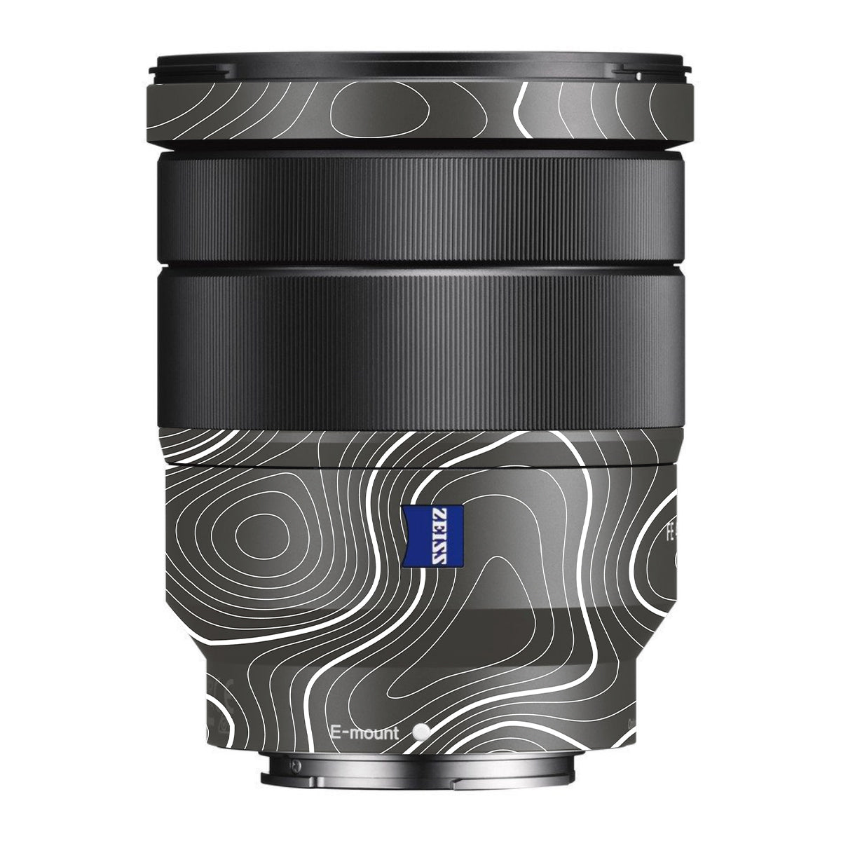 Grayscale Topographic Lines Sony FE 16-35mm F/4 ZA OSS Camera Lens Skin