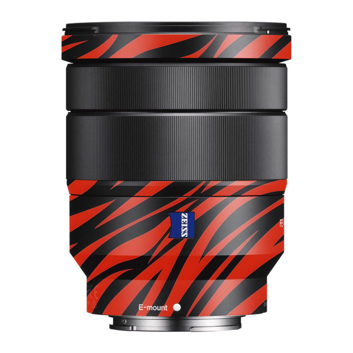 Red and Black Stripes Sony FE 16-35mm F/4 ZA OSS Camera Lens Skin