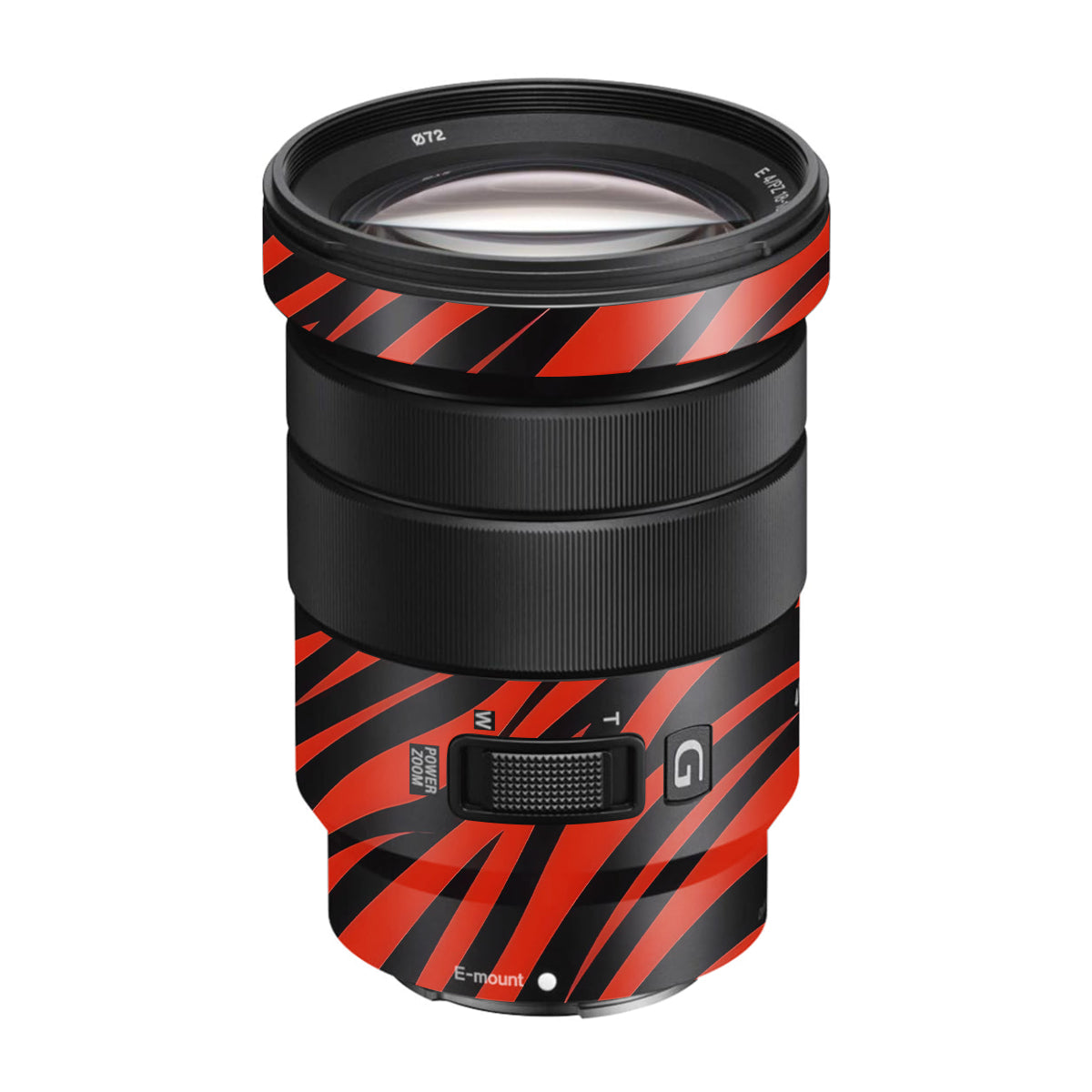 Red and Black Stripes Sony E 18-105mm F/4 Camera Lens Skin