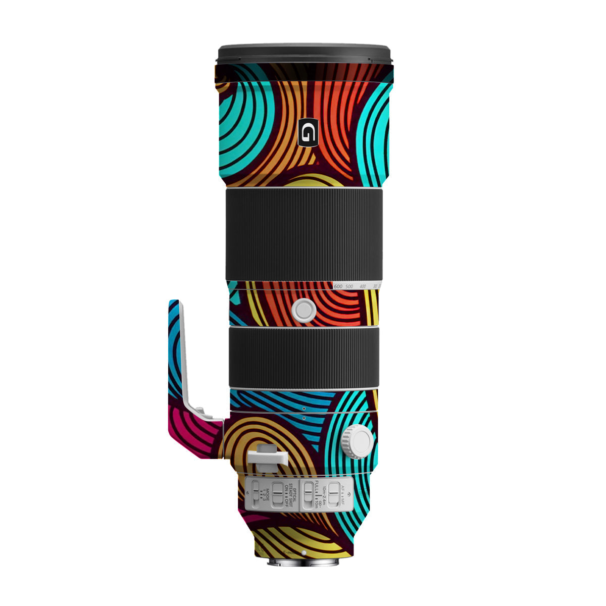 Retro Colorful Doodle Art Pattern Sony FE 200-600mm F/5.6-6.3 G OSS Camera Lens Skin