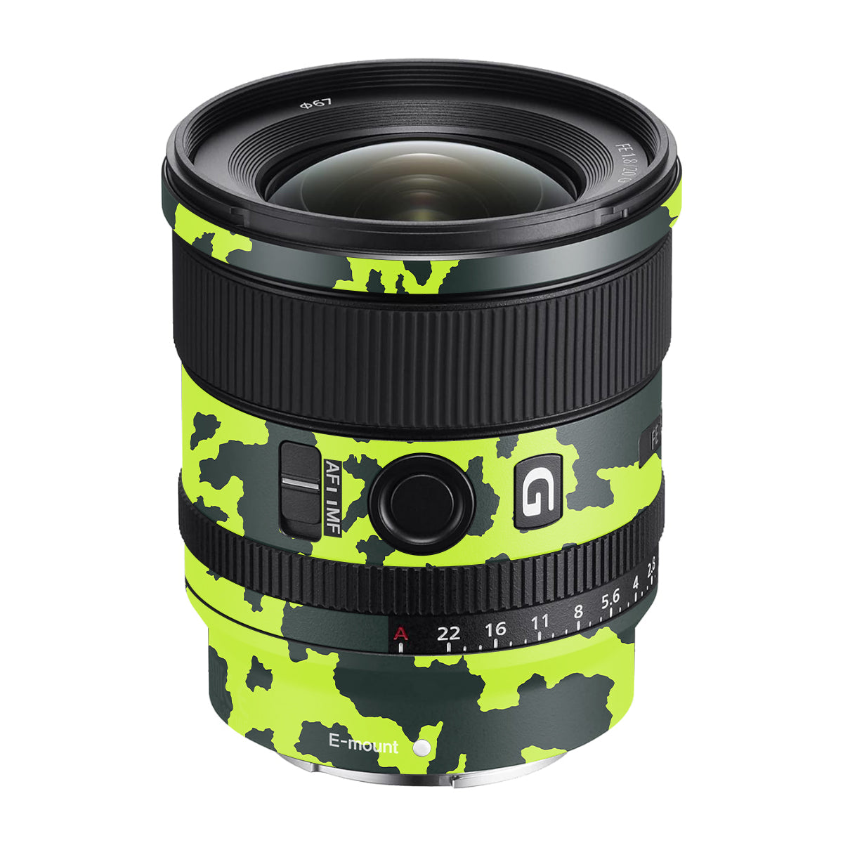 Neon Green Splatter Sony FE 20mm F/1.8 G Camera Lens Skin