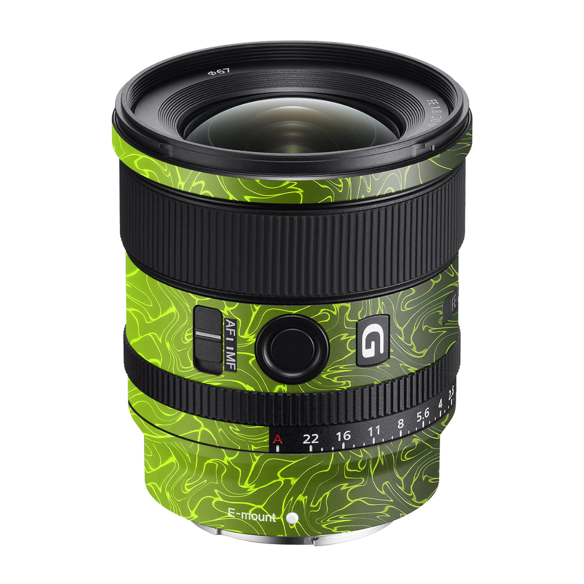 Lime Yellow to Black Gradient Sony FE 20mm F/1.8 G Camera Lens Skin