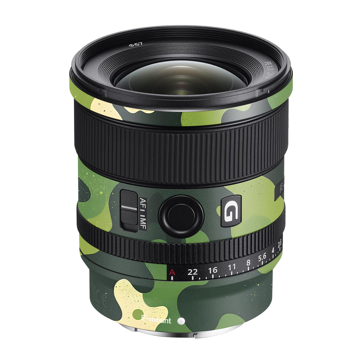Camouflage Pattern Sony FE 20mm F/1.8 G Camera Lens Skin