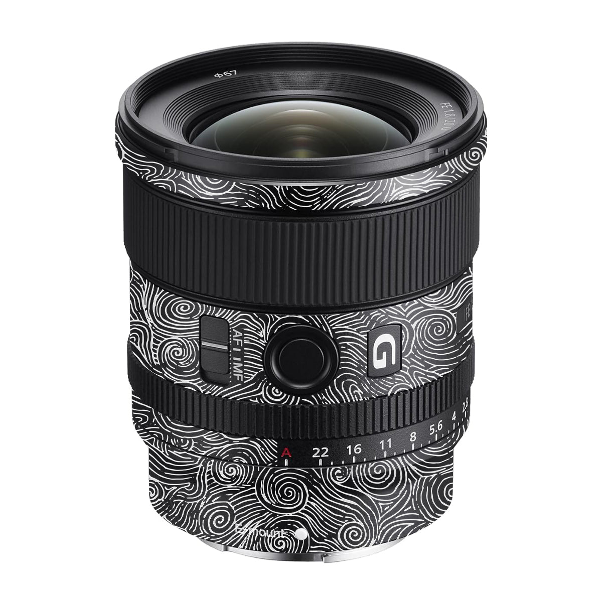White Spirals Sony FE 20mm F/1.8 G Camera Lens Skin