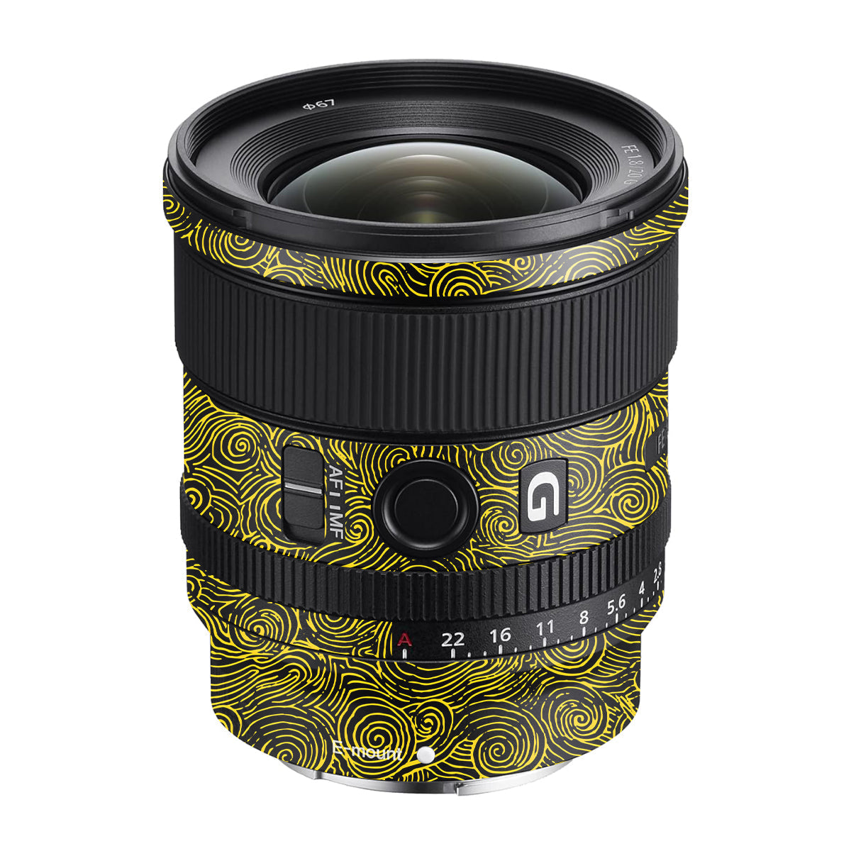 Yellow Spirals Sony FE 20mm F/1.8 G Camera Lens Skin