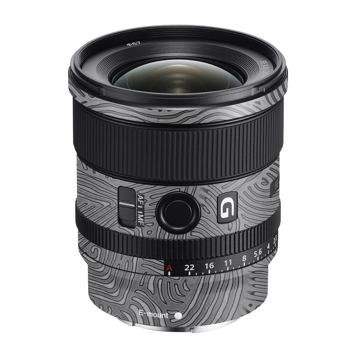 Monochrome Line Maze Sony FE 20mm F/1.8 G Camera Lens Skin