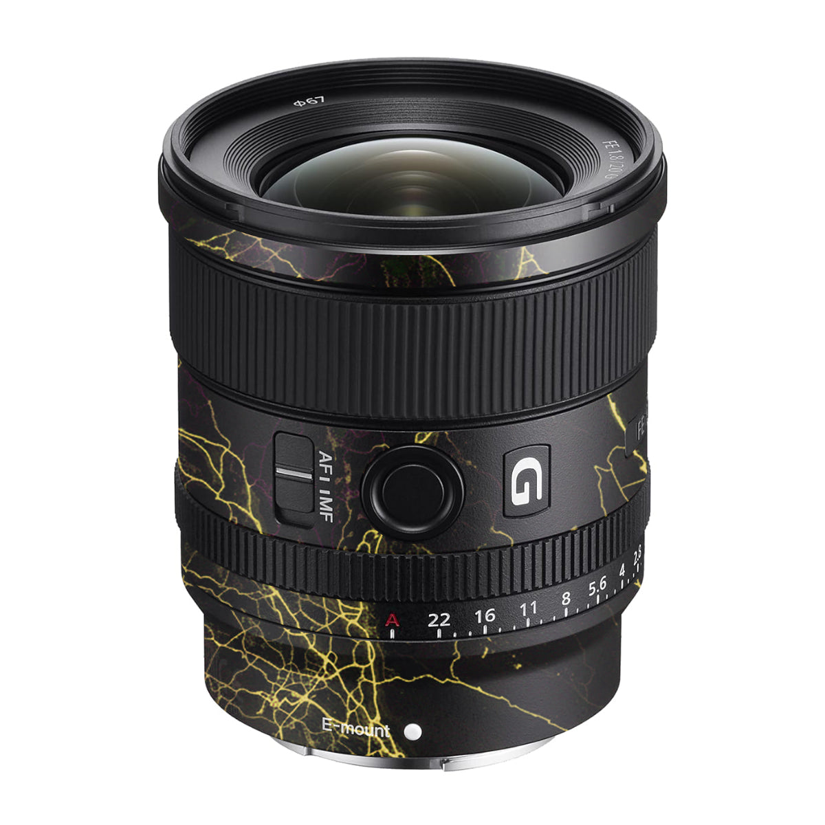 Electric Gold Veins Sony FE 20mm F/1.8 G Camera Lens Skin