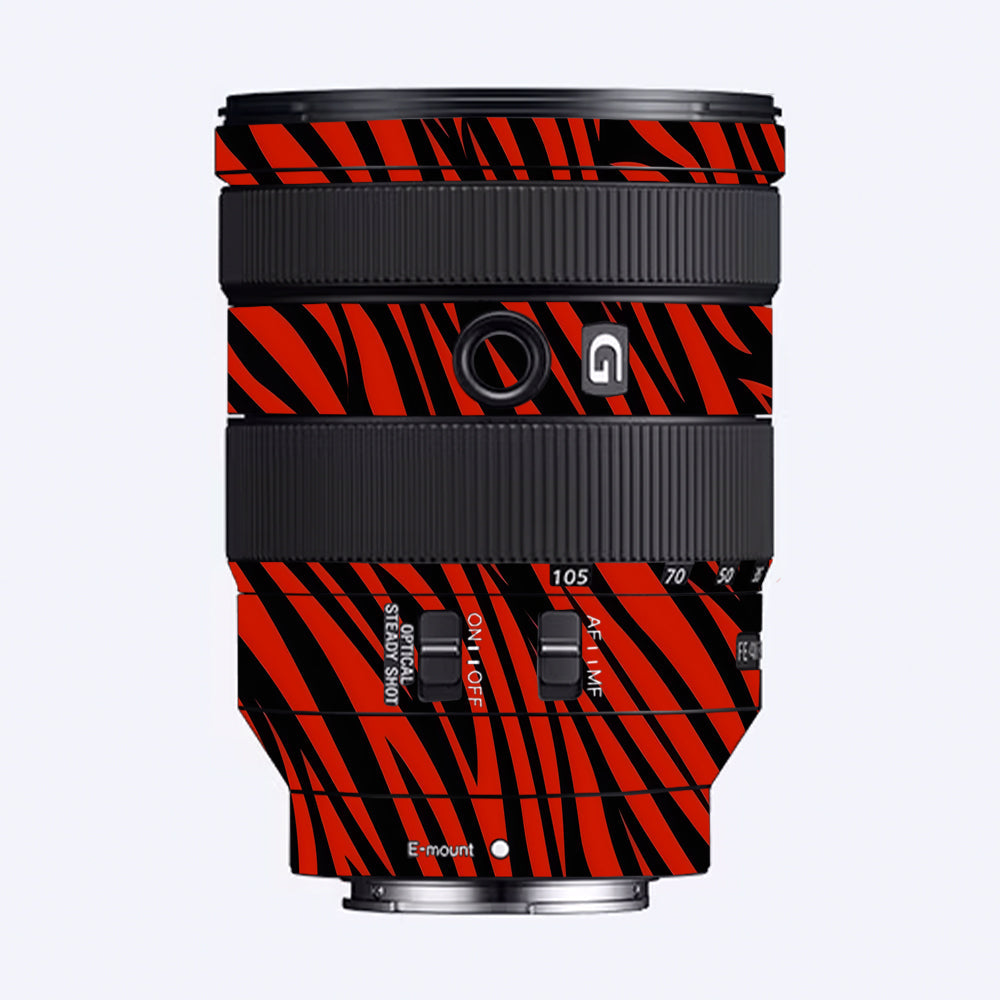 Red and Black Stripes Sony FE 24–105mm f/4 G OSS Camera Lens Skin