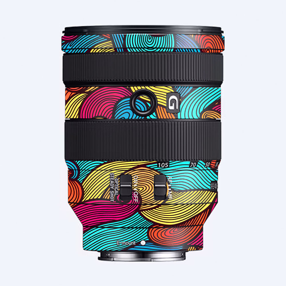 Retro Colorful Doodle Art Pattern Sony FE 24–105mm f/4 G OSS Camera Lens Skin