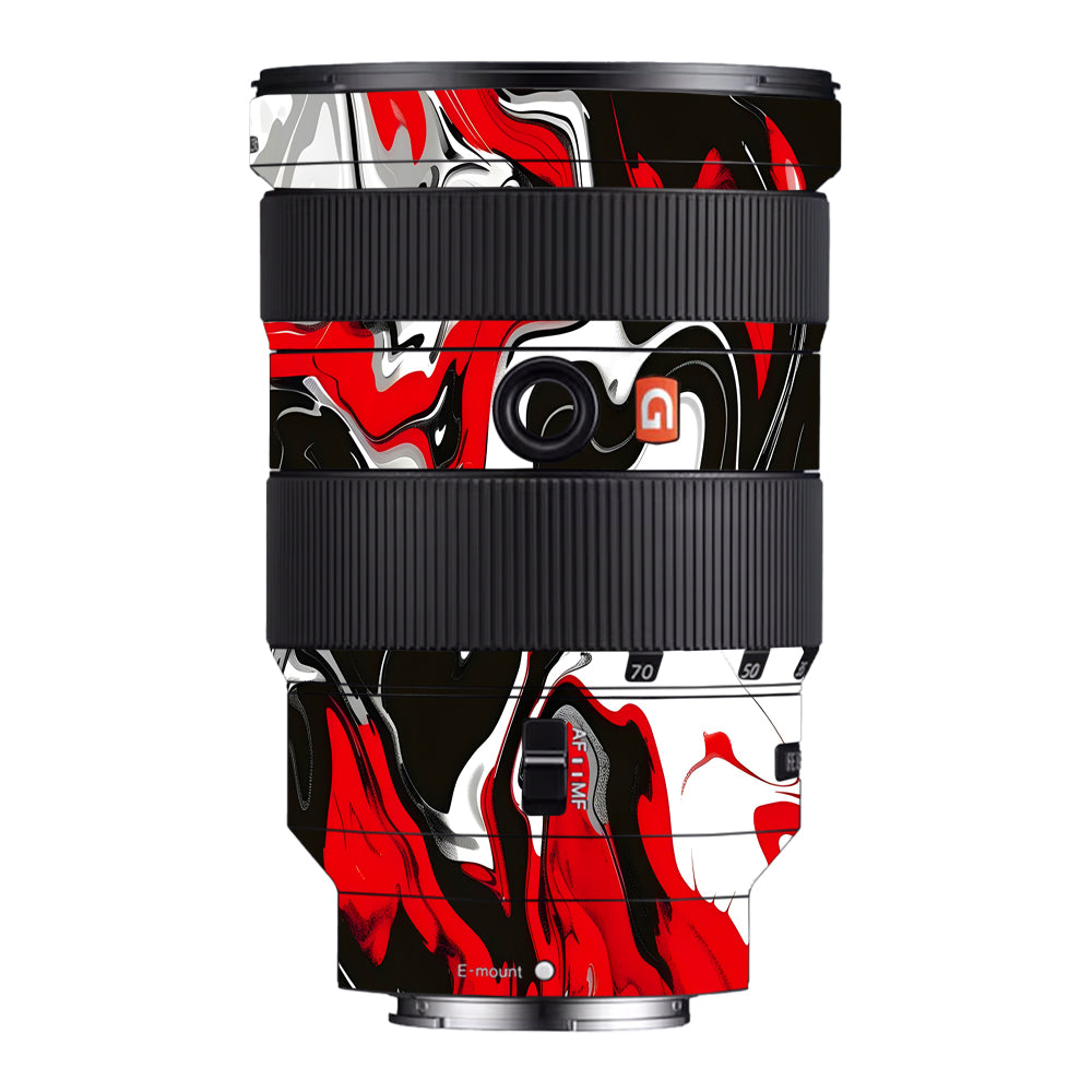 Scarlet and White Motion Sony FE 24-70mm f/2.8 GM Camera Lens Skin