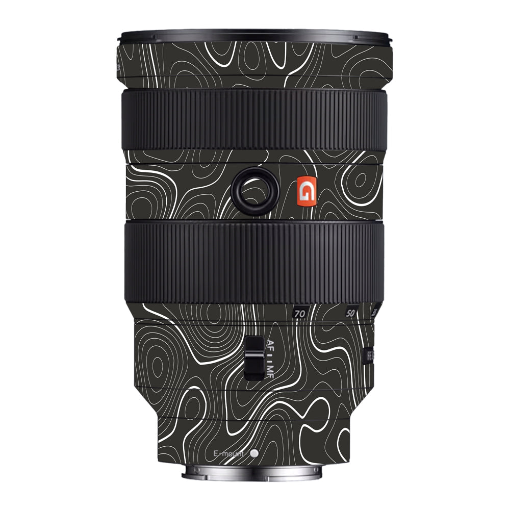 Grayscale Topographic Lines Sony 24-70mm Camera Lens Skin