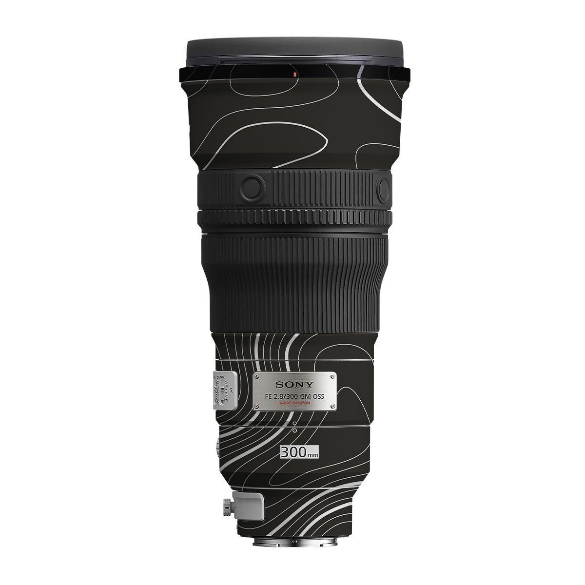 Grayscale Topographic Lines Sony FE 300mm F/2.8 GM OSS Camera Lens Skin