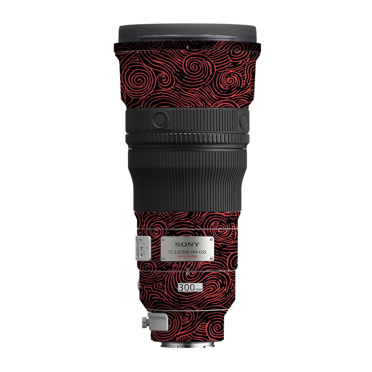 Red Spirals Sony FE 300mm F/2.8 GM OSS Camera Lens Skin