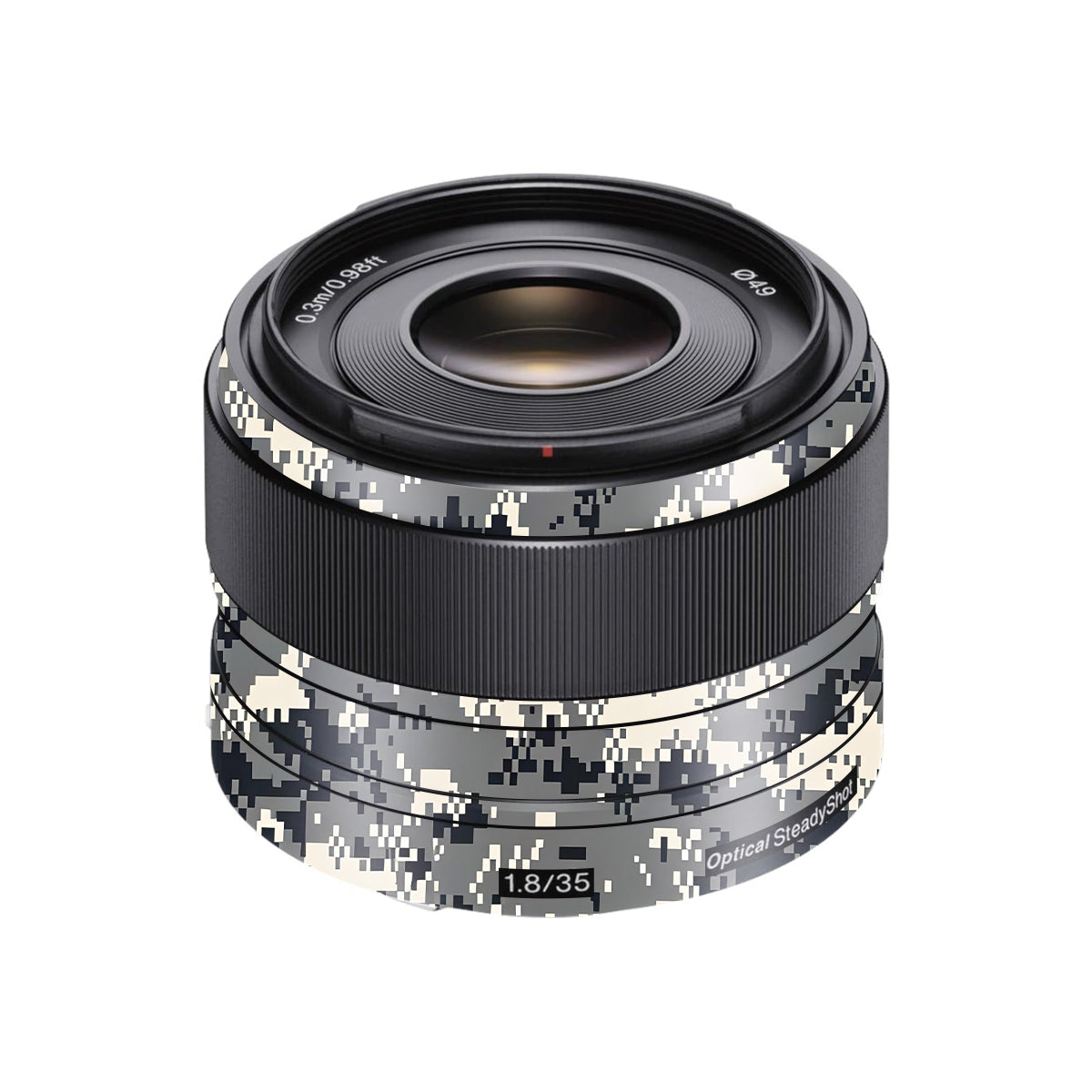 Grey Black Pixel Sony FE 35mm F/1.8 Camera Lens Skin